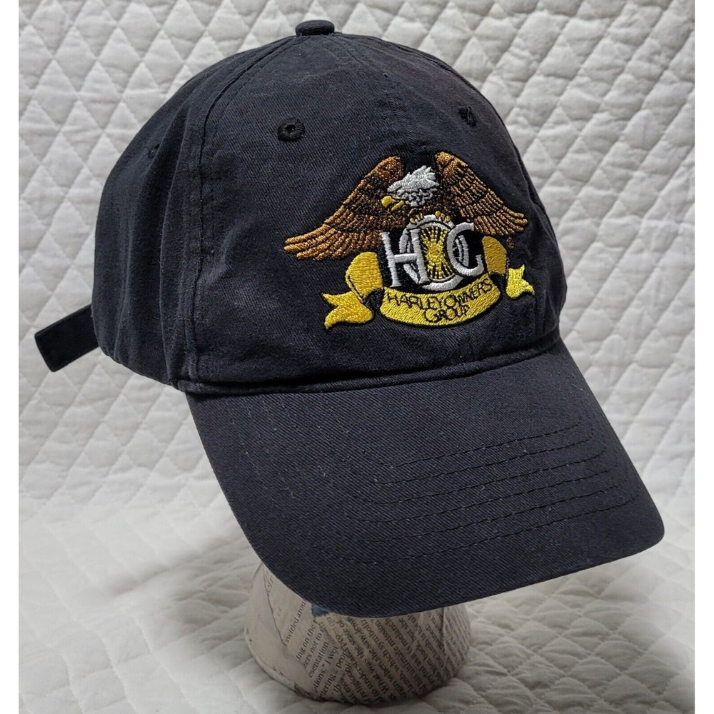 Harley Owners Group HOG Baseball Hat Cap Eagle Patch Men Black Adjustable Strap